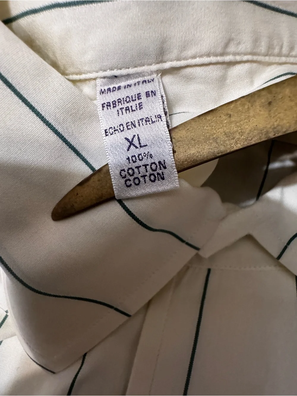 Ralph Lauren Purple Label Men's XL Green Stripe Dress Shirt Made in Italy Cotton